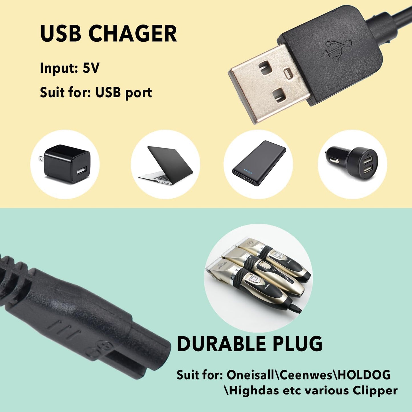 SUPRENT Hair Clipper Charger Cord - Universal Replacement for Electric Clippers & Trimmers | Compatible with Various Brands