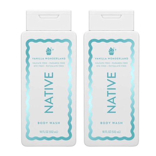 Native | Vanilla Wonderland Body Wash - Holiday Limited Edition, Sulfate & Paraben Free, 18 fl oz (Set of 2)