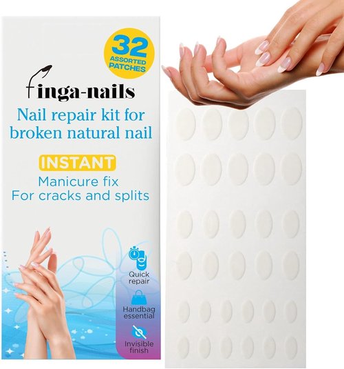 Nail Repair Patches - Clear Self-Adhesive Broken Nail Patches for Broken Fingernails - Split Fingernail Repair Sheet Instant Protection for Chips and Splits - 32 Pre-Shaped Tabs Manicure Saver Kit