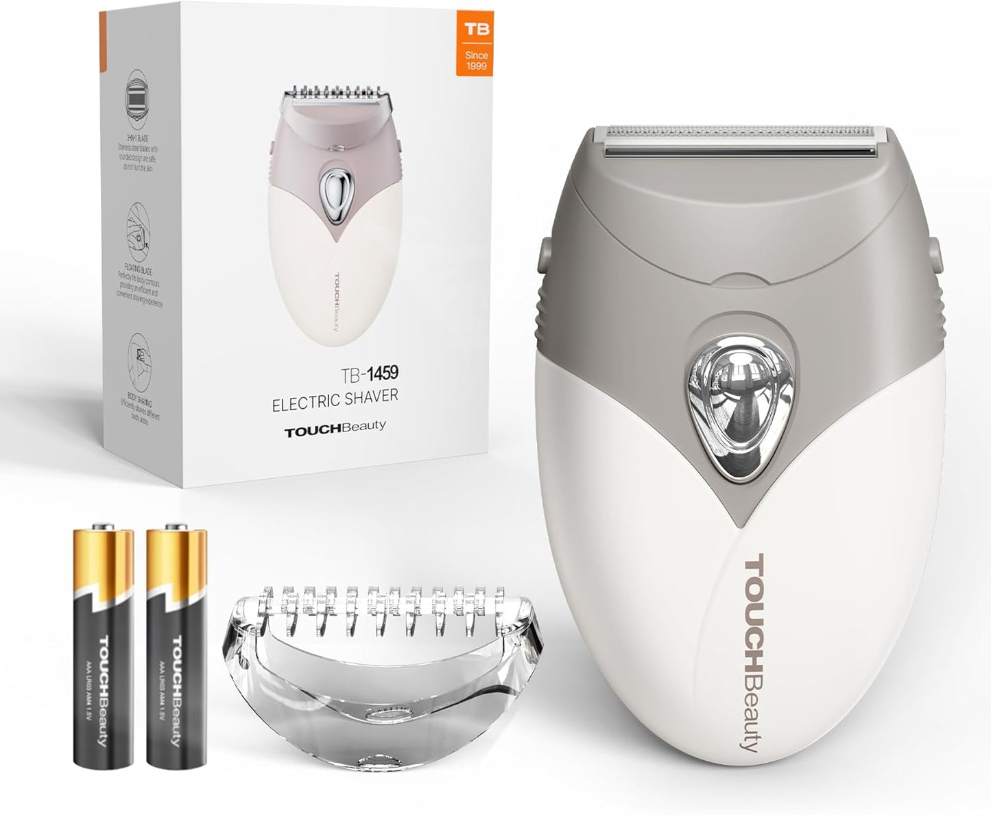 TOUCHBeauty Electric Shaver - Painless Bikini Trimmer with 3-Blade System | Cordless Wet/Dry Razor for Women, Gray