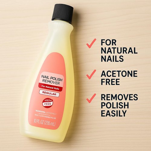 Nail Polish Remover for Natural Nails, Regular Strength Acetone Formula, Removes Nail Color Easily, 10 fl oz Liquid Solution, Fast Acting, Salon Use