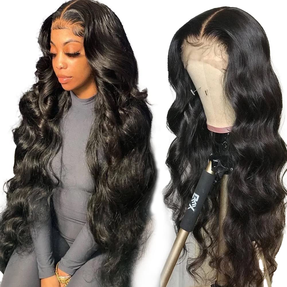 28 inch 13x5 HD Full Lace Front Wigs Human Hair Pre Plucked With Baby Hair 180 Density Body Wave Wigs For Women Natural Frontal Wig