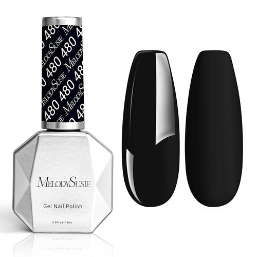 MelodySusie Gel Nail Polish - Black Abyss 15ML | Soak Off UV LED Formula for DIY Nail Art & Manicure