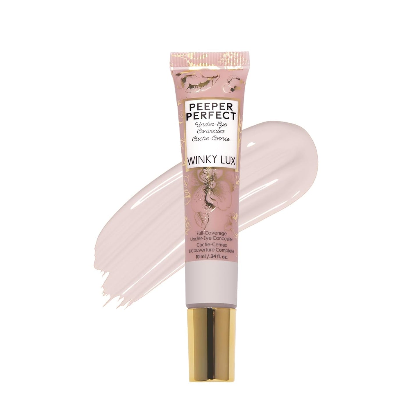Winky Lux Peeper Perfect Under Eye Concealer - Full Coverage Makeup & Eye Brightener with Collagen, Hyaluronic Acid & Vitamin E (Very Fair)