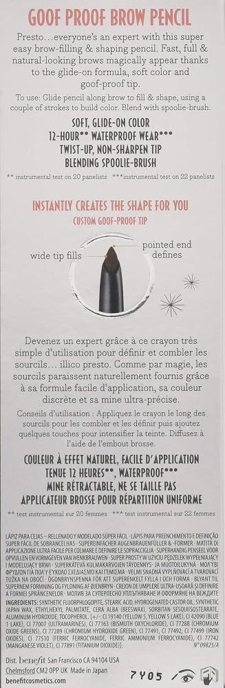 Benefit Goof Proof Brow Pencil - Effortless Eyebrow Shaping Tool | Shade 4 for Perfect Brows