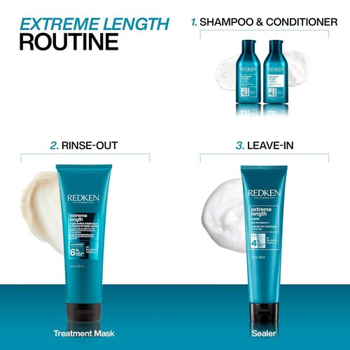 Redken Extreme Length Biotin Conditioner For Longer Hair – Promotes Healthy Hair Growth, Strengthens & Detangles Damaged Hair, Infused With Biotin & Castor Oil