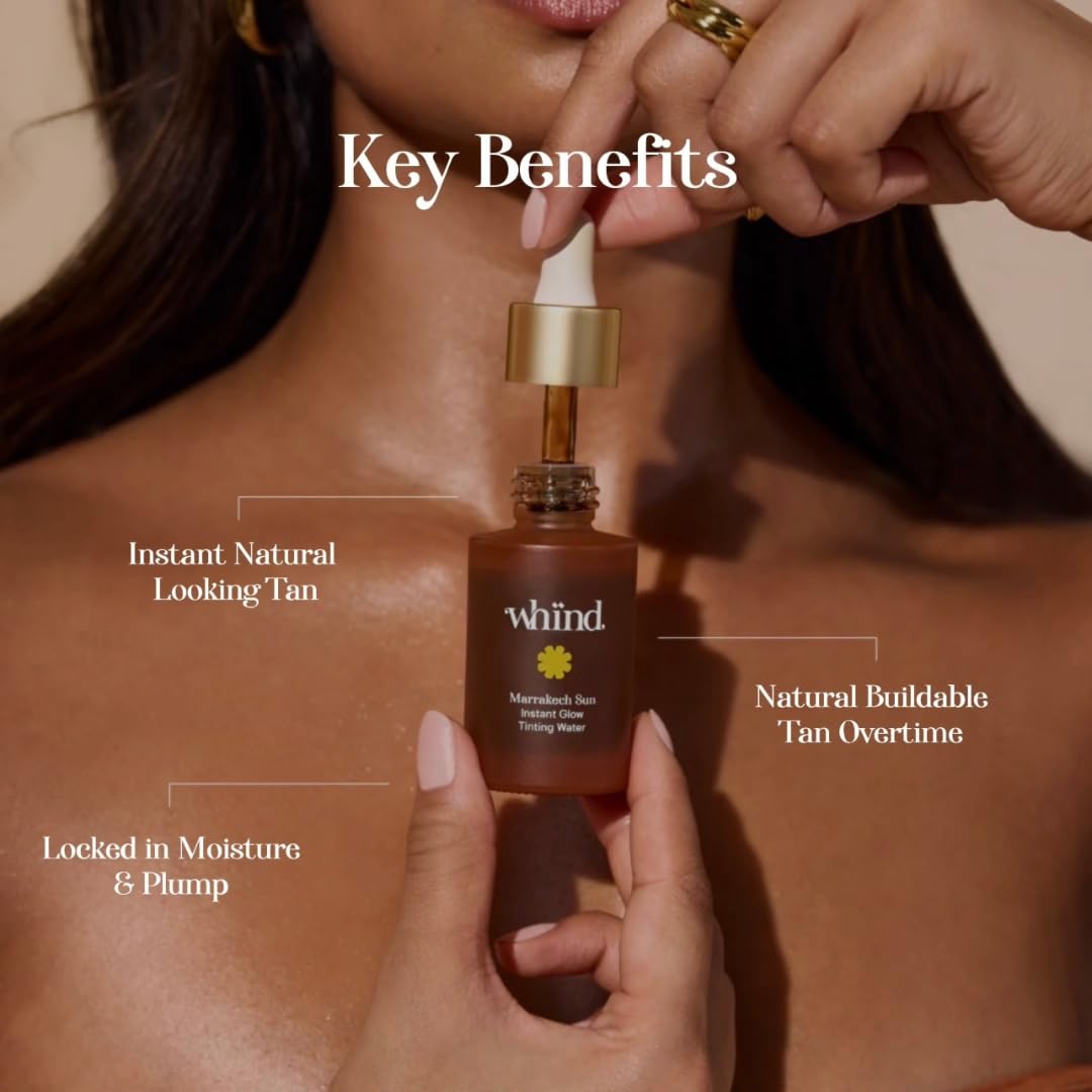 WHIND Marrakech Sun Instant Glow Tinting Water - Lightweight Self Tanner Face Drops for Streak-Free Radiance - 1oz / 30ml