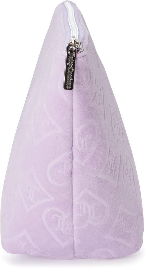 Juicy Couture Makeup Bag - Lavender Purple Velour Organizer for Travel Essentials | Zip Top Design
