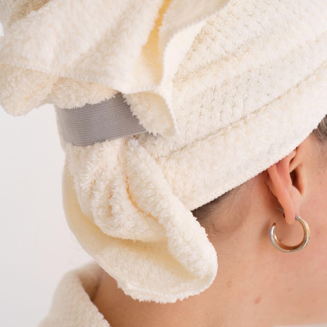 VOLO Hero Hair Towel - Ultra Soft Nanoweave™ Microfiber, Quick Dry, Anti-Frizz, Large Wrap - Salt White