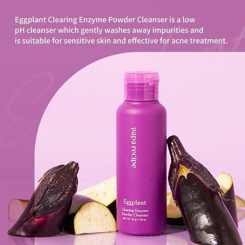 Papa Recipe Eggplant Enzyme Cleansing Powder - Gentle Exfoliating Face Wash | 1.7oz/50g for Balanced, Moisturized Skin