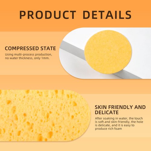 50-Count Compressed Facial Sponges, 100% Natural Cosmetic Spa Sponges for Facial Cleansing for Daily Facial Cleansing, Exfoliating Mask, Makeup Remover. Ideal for Home and Travel.