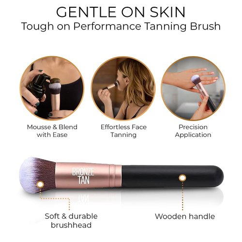Bronze Tan Self Tanning Brush - Kabuki Applicator for Flawless Sunless Tan - Perfect for Face