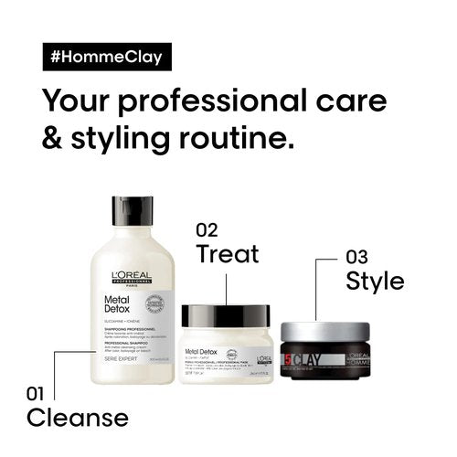 L'Oréal Professionnel Paris Styling Clay For Men - Strong Hold & Matte Finish | All Hair Types