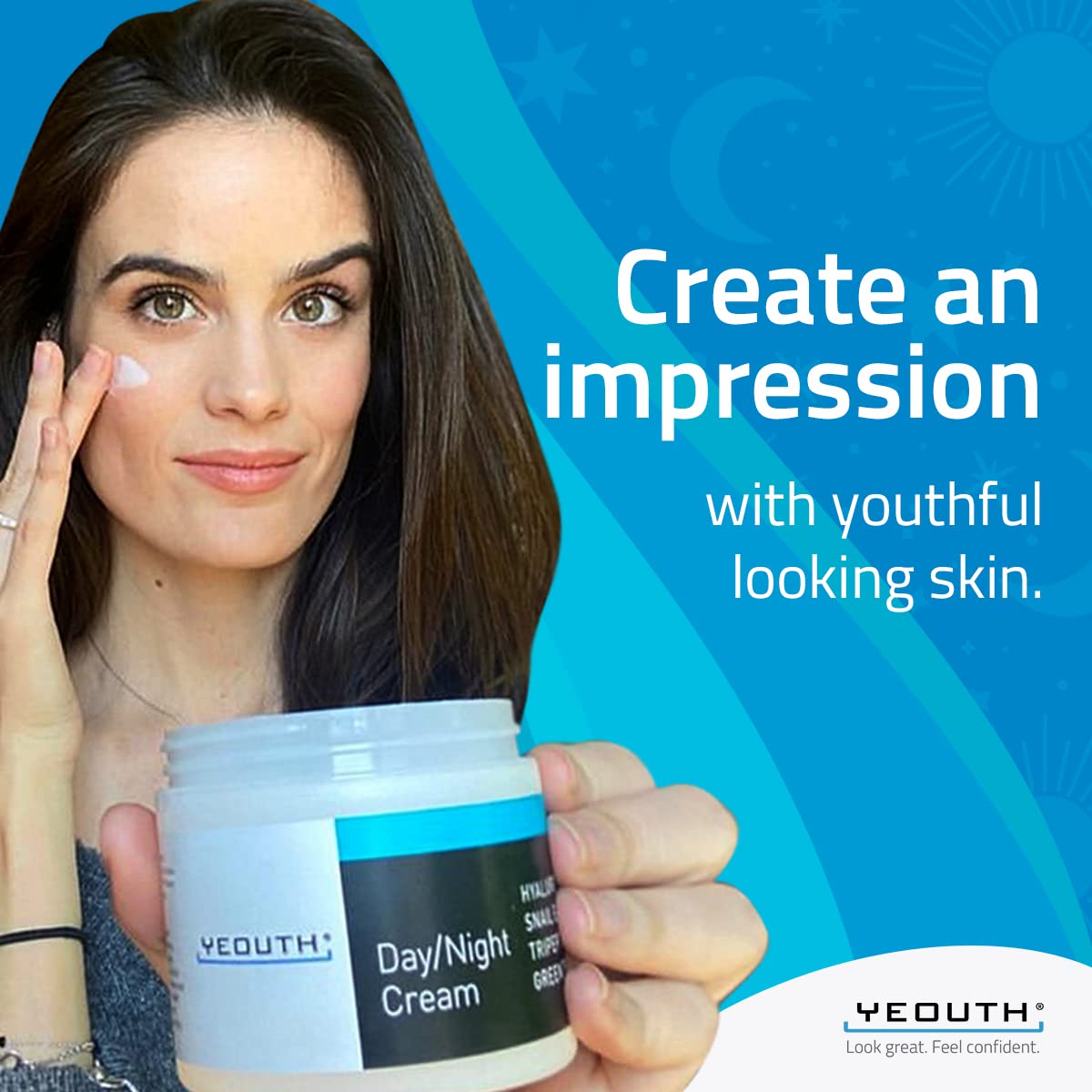 YEOUTH Day Night Face Moisturizer with Hyaluronic Acid, Snail Mucin Cream and Copper Tripeptide, Hydrating Fragrance Free Facial Moisturizer, Face Skin Care Cream for Women and Men