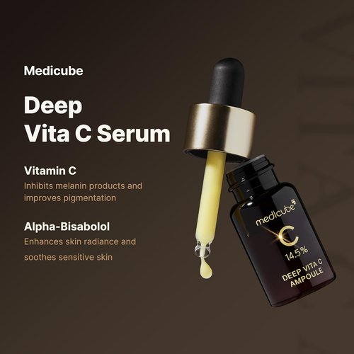 Medicube Deep Vita C Serum 2.0 - 14.5% Pure Vitamin C for Dark Spot Reduction | 3 Bottles (10g Each)