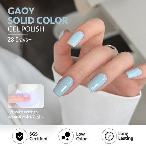 GAOY Pastel Blue Gel Nail Polish, 16ml Soak Off Gel Polish, UV Light Cure for Nail Art DIY Manicure at Home, 3147 Pastel Blue