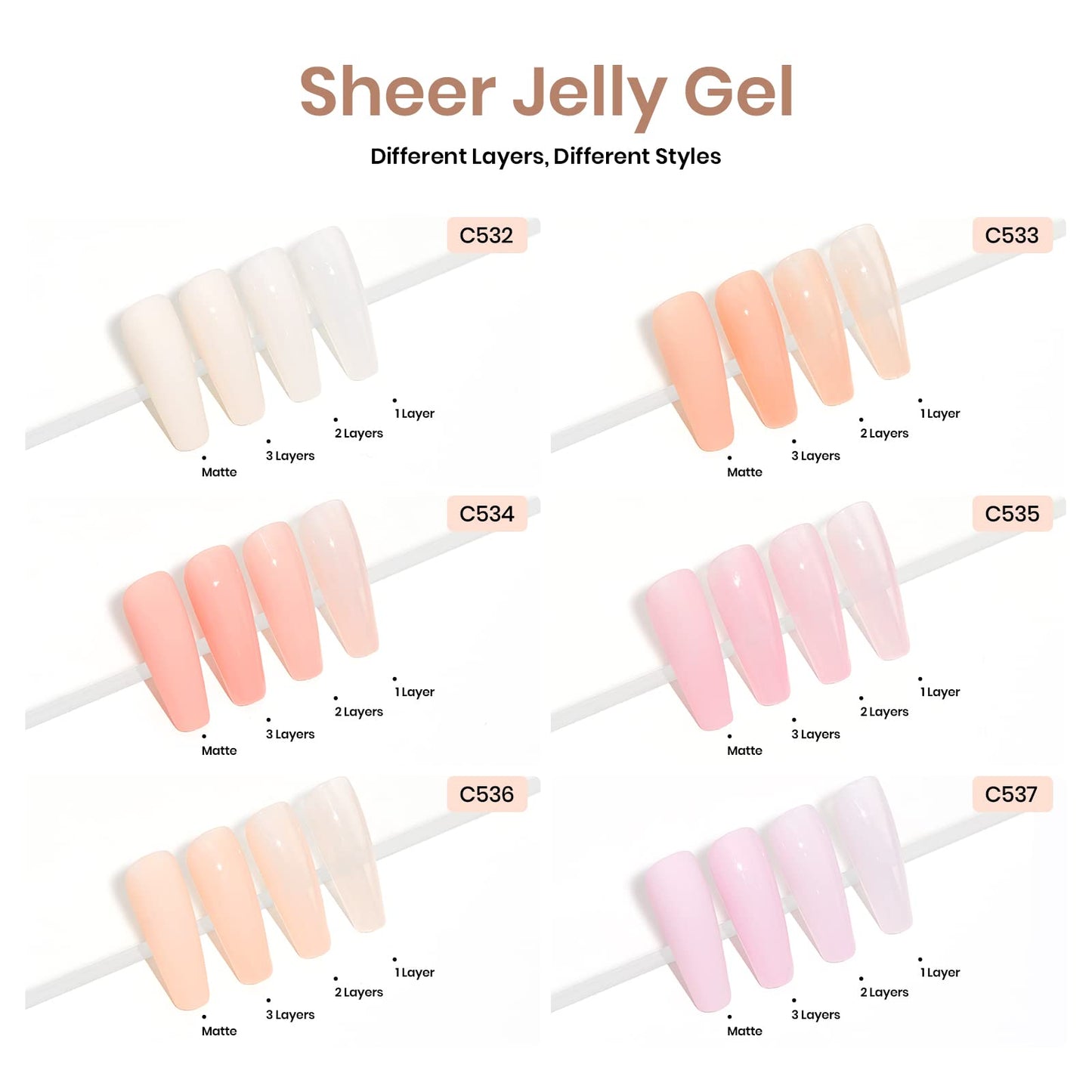 Beetles Jelly Gel Nail Polish Set, 6 Colors Milky White Sheer Pink Nude Gel Nail Kit Transparent Effect Spring Summer Gel Soak Off UV Ballet Dress DIY Manicure French Nail Art Gifts for Women
