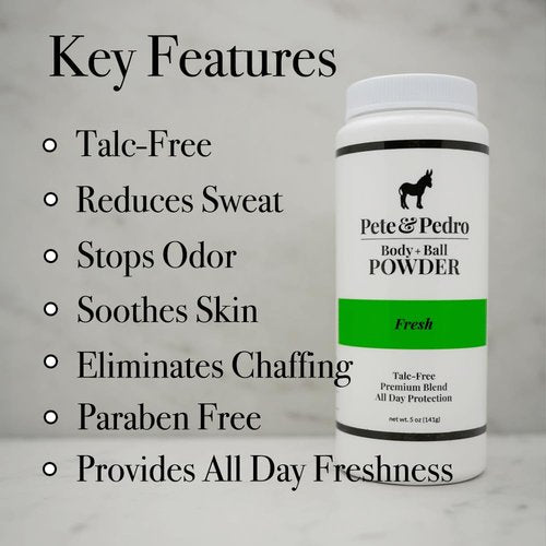 Pete & Pedro Body Powder - Talc-Free Fresh Scent Deodorant for Men | Sweat Absorbing, 4.4 oz