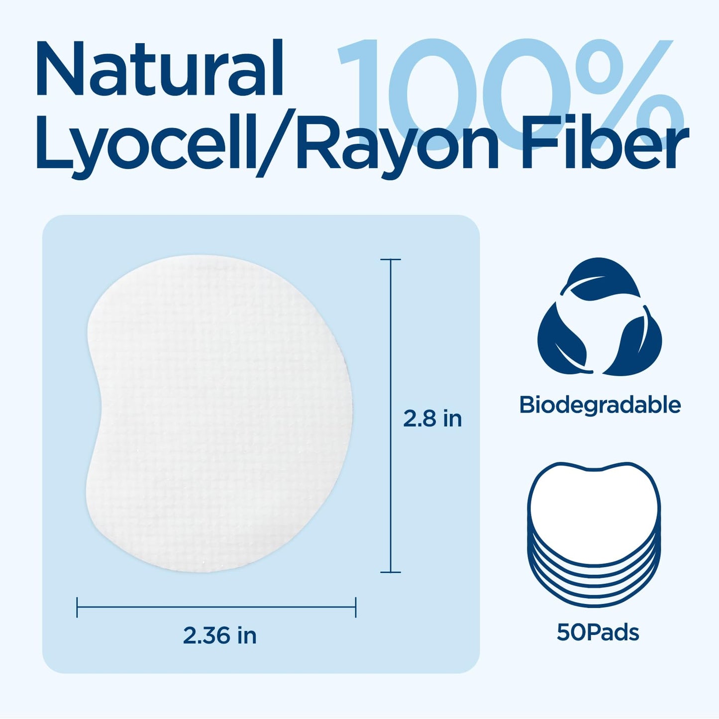 Micellar Water Facial Makeup Remover Wipes for Face - 50ea - Cleansing Make up Pads for Sensitive Skin - Lint Free, Travel Size