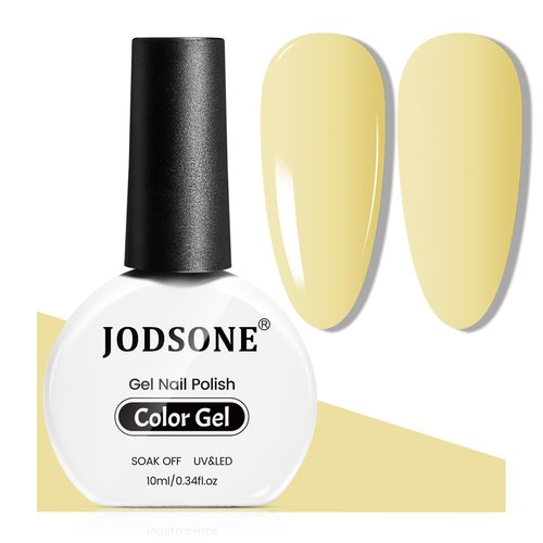 JODSONE Pastel Yellow Gel Nail Polish 10ml Soak Off LED Gel Polish Butter Yellow Nail Color Salon Quality Long-Lasting Low Odor (Need U V Lamp Curing)