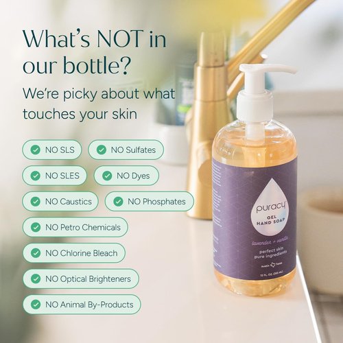 Puracy Organic Hand Soap - Moisturizing Lavender & Vanilla Gel Refill for Soft Skin | 48 Ounce