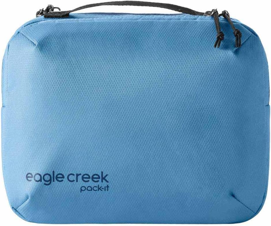 Eagle Creek Pack-It Trifold Toiletry Kit - Water-Resistant Dopp Organizer with Padded Interior & Large Compartments - Blue Dawn