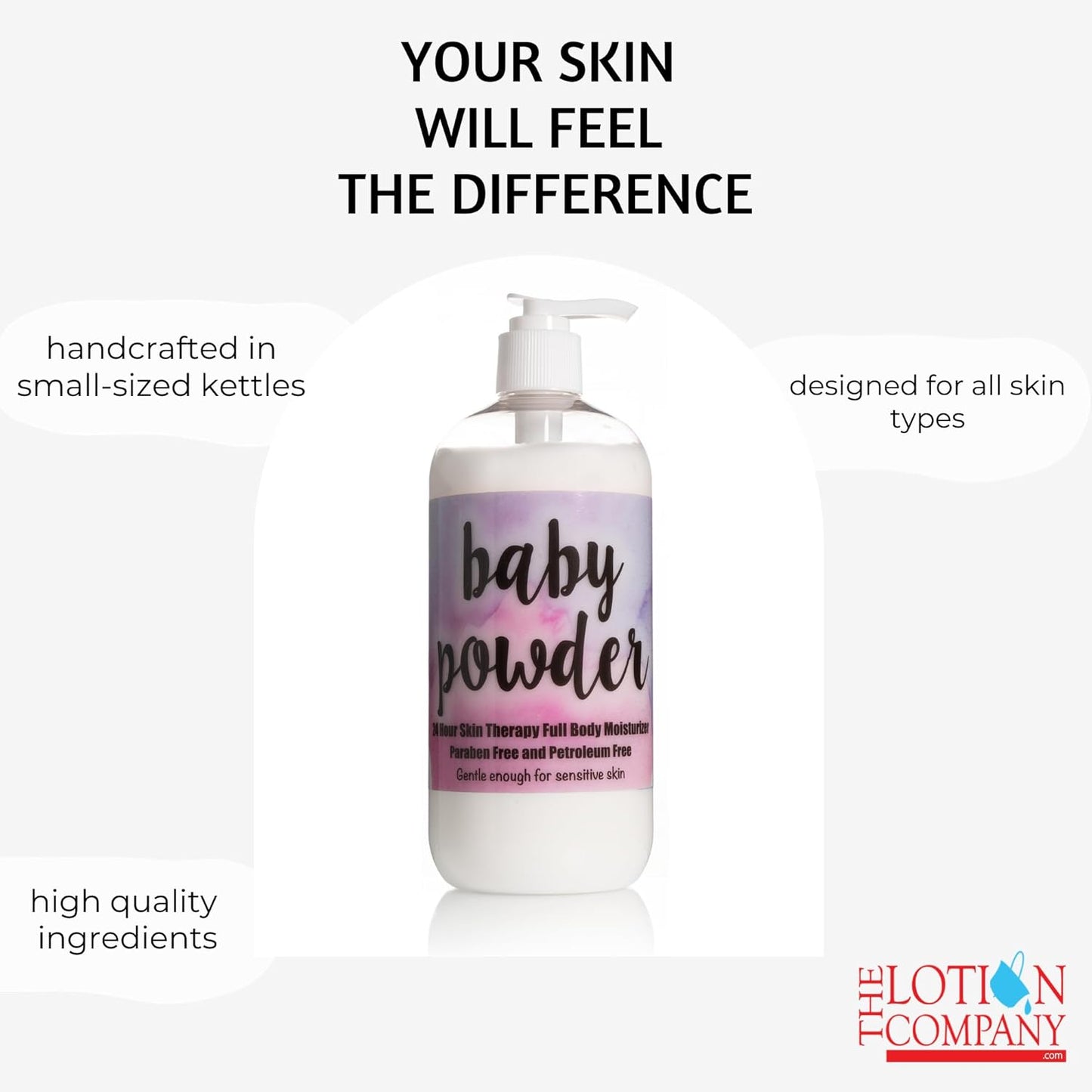The Lotion Company 24 Hour Skin Therapy Lotion - Baby Powder Scent | 16 Fl Oz Moisturizer