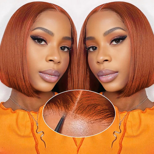 GUDOZO Reddish Brown Bob Wig Human Hair 9x6 HD Lace Front Wigs Human Hair 200% Density Glueless Wigs Human Hair Pre Plucked Pre Cut Glueless Wigs for Black Women 12 inch