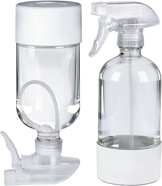 Skiennix 360° Glass Spray Bottles - 16 oz Refillable Containers with Silicone Sleeve & Adjustable Nozzles | Perfect for Hair, Cleaning & Plants
