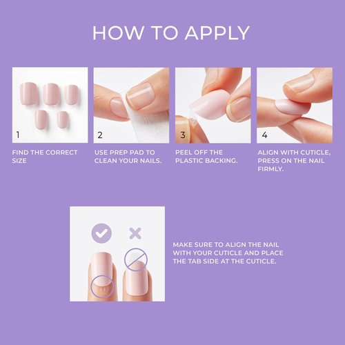 KISS imPRESS Press-On Nails - No Glue, Short Squoval Shape, Pink 'Sandbox' - 30 Nails & Accessories Included