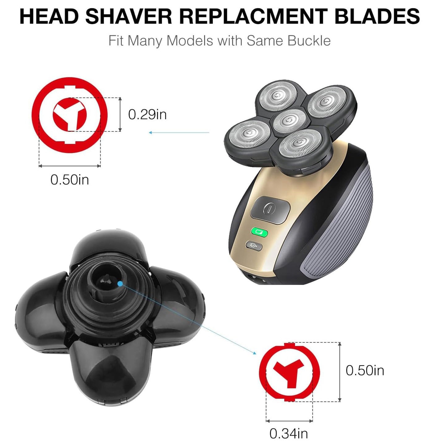 Universal 7 Magnetic Replacement heads Compatible with Freebird Freedom Grooming Head Shaver Replacement heads
