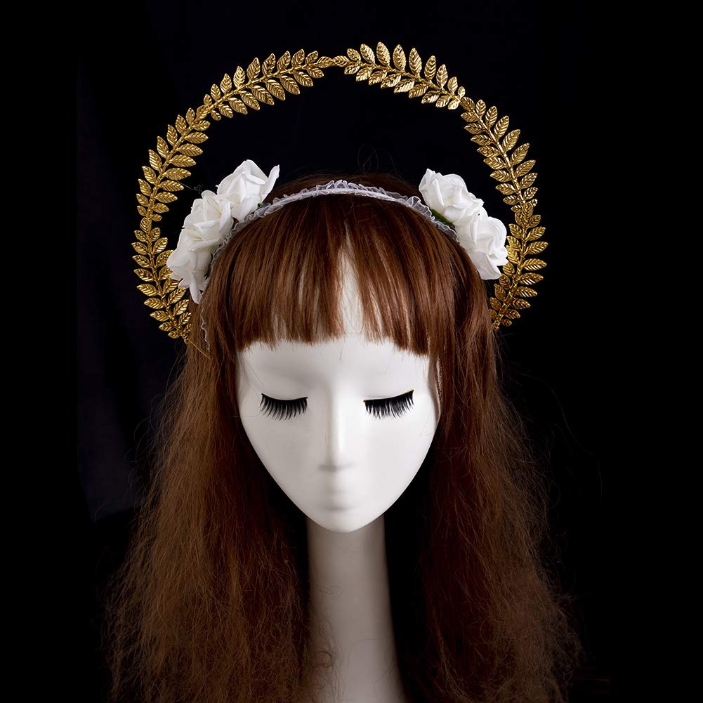 BLESSUME Mary Halo Crown Headband Goddess Headwear Halloween Costume Headpiece Headdress for Cosplay Party (H) Multicoloured