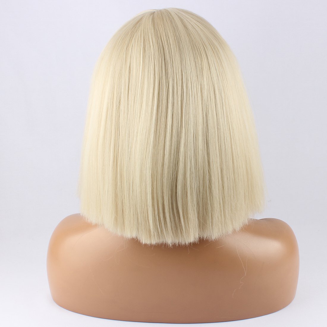 WeKen Fashion Wig Women's Short Bob Kinky Straight Full Bangs Synthetic Hairpieces Blonde