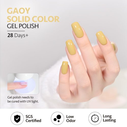 GAOY Yellow Gel Nail Polish, 16ml Soak Off Gel Polish, UV Light Cure for Nail Art DIY Manicure at Home, 2009 Dijon Yellow