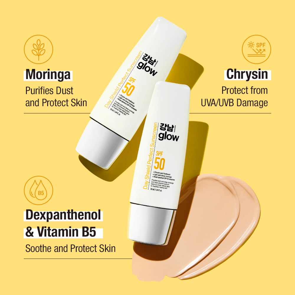 GANGNAM GLOW Sunscreen SPF 50 - Tinted Zinc Oxide Moisturizer for All Skin Types | Quick Absorption, 1.69 fl oz