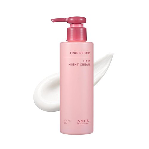 AMOS Professional True Repair Hair Night Cream - K-Beauty Overnight Leave-In Conditioner, 6.0 fl oz for Hydration & Repair of Dry, Damaged Hair