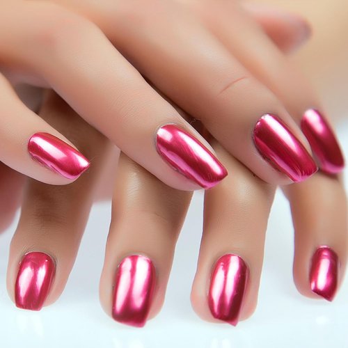 IMGDD Pink Metallic Nail Polish, Mirror Shiny Metal Long-Lasting Quick Dry Nail Lacquers (09, 6ml)