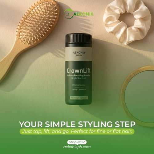 AEKONIK CrownLift Volume Boosting Hair Powder, Lightweight Root Lifting Styling Powder for Instant Volume & Matte Finish, Light Control – For Thin, Fine, Limp Hair, 0.28oz
