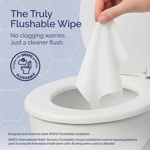 Hoppi Flushable Baby Wipes, 99% Water Hypoallergenic for Sensitive Skin, Plant-Based, Fragrance-Free, Sewer & Septic Safe, Silky Flush Toddler Potty Training Wipes (224 Count, 4 Packs)