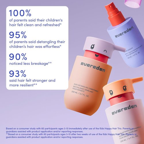 Evereden Kids Haircare Set - Detangling Shampoo, Conditioner & Spray for Ages 3+ | Vegan & Sulfate-Free