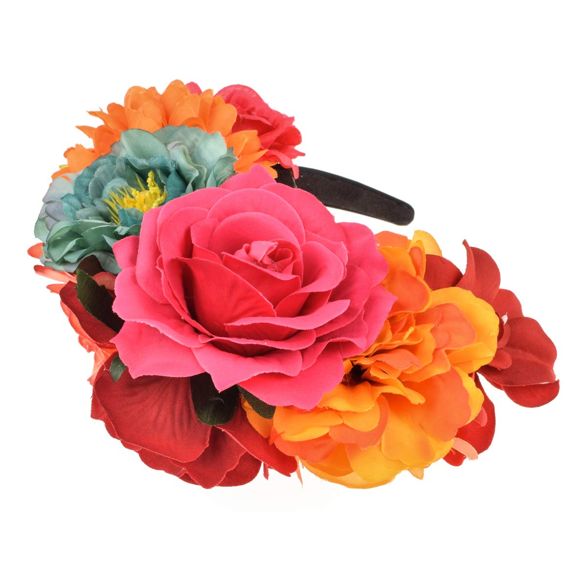 Vividsun Day of The Dead Headband Costume Rose Mexican Flower Headband (D/rose Mixed color)