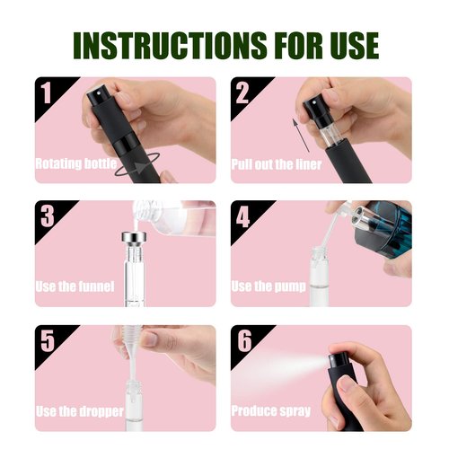 IRON BILL 8ML Mini Atomizer Perfume Travel (Matte Black) Refillable Bottle Portable Spray Bottle for Cologne and Perfume (3pcs)
