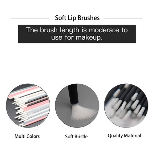 100 Pcs Disposable Makeup Lip Brushes Lipstick gloss brush Lip Gloss Applicators with Soft Brush Head Cosmetic Lip Brush Wands mini paint brushes for cookies (White)