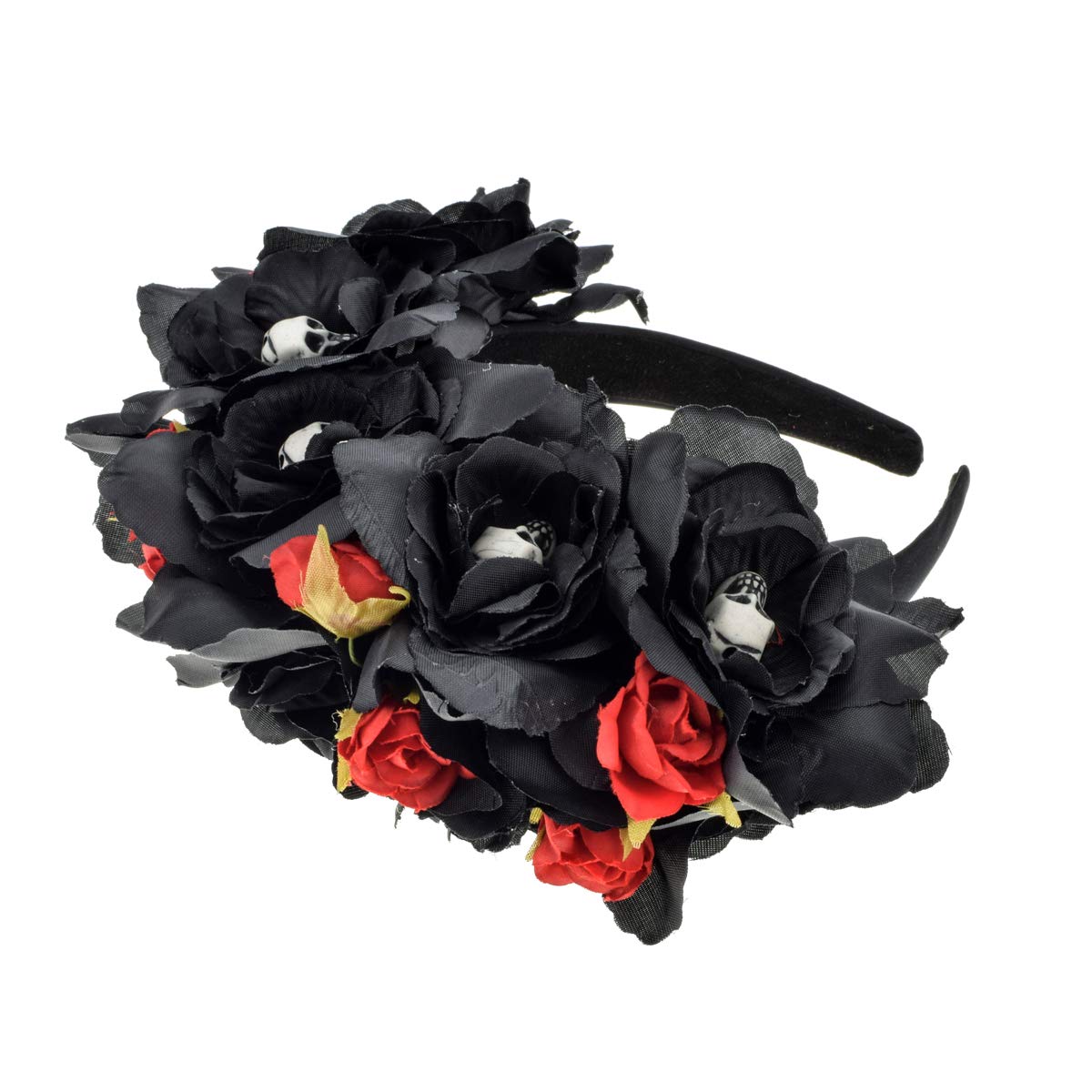 Floral Fall Women Day of the Dead Flower Crown Festival Headband Rose Mexican Floral Headpiece HC-23 (Black Rose)