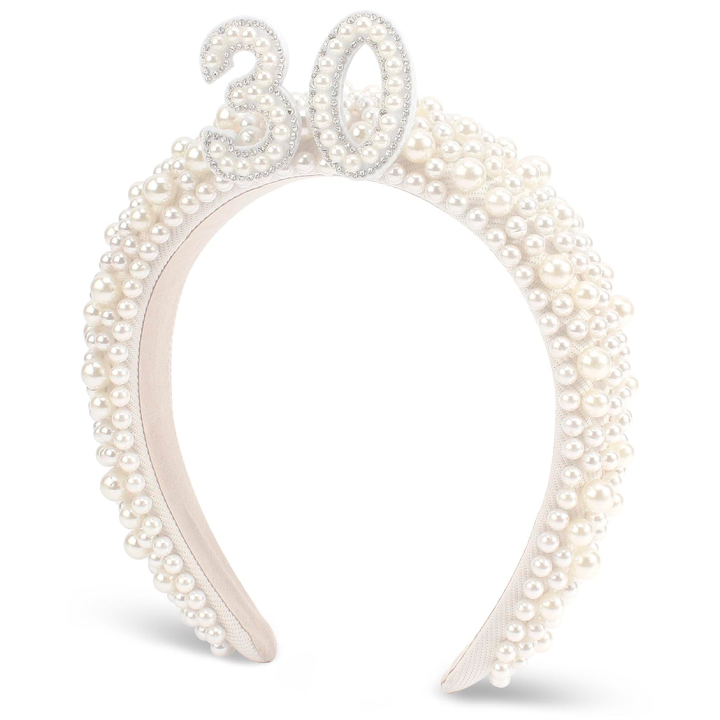 Vovii 30th Birthday Headband for Women, Birthday Headband with Pearl for 30th Birthday Outfit Dress for Women, 30th Birthday Crown for 30th Birthday Decorations