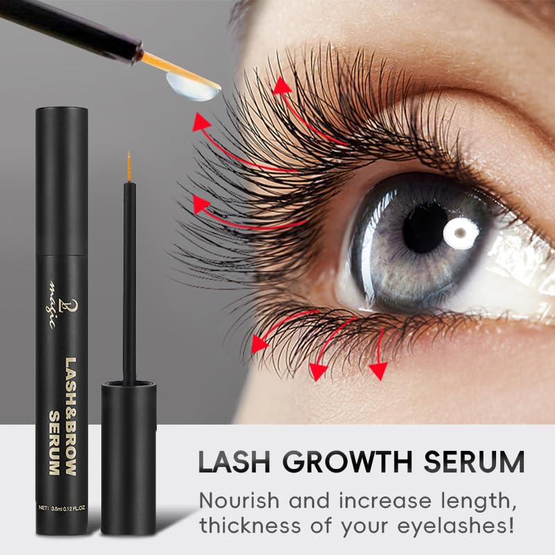 Skiennix Eyelash Growth Serum - Naturally Boosted Formula for Longer, Fuller Lashes & Brows - Black