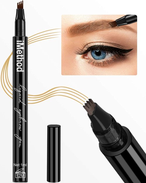 iMethod Eyebrow Pen - Natural-Looking Eyebrows with Micro-Fork Tip Applicator | Light Brown, All-Day Wear