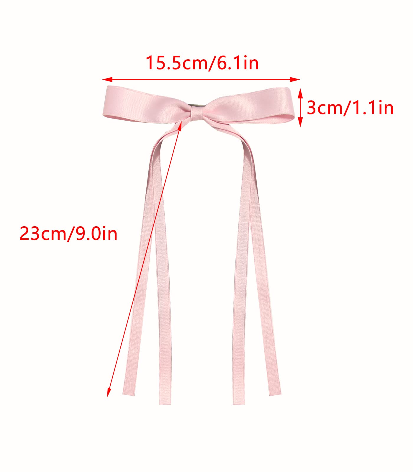 LFOUVRE Tassel Hair Bow Clips - Ribbon Barrettes and Metal Bows for Women - 6pcs Hair Accessories with Claw Clips for Girls and Teens