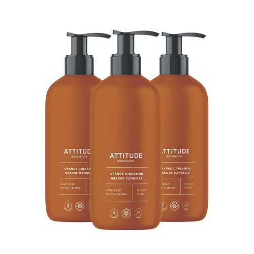 ATTITUDE Liquid Hand Soap - EWG Verified, Vegan & Plant-Based | Limited Edition Orange Cinnamon, 16 Fl Oz (Pack of 3)