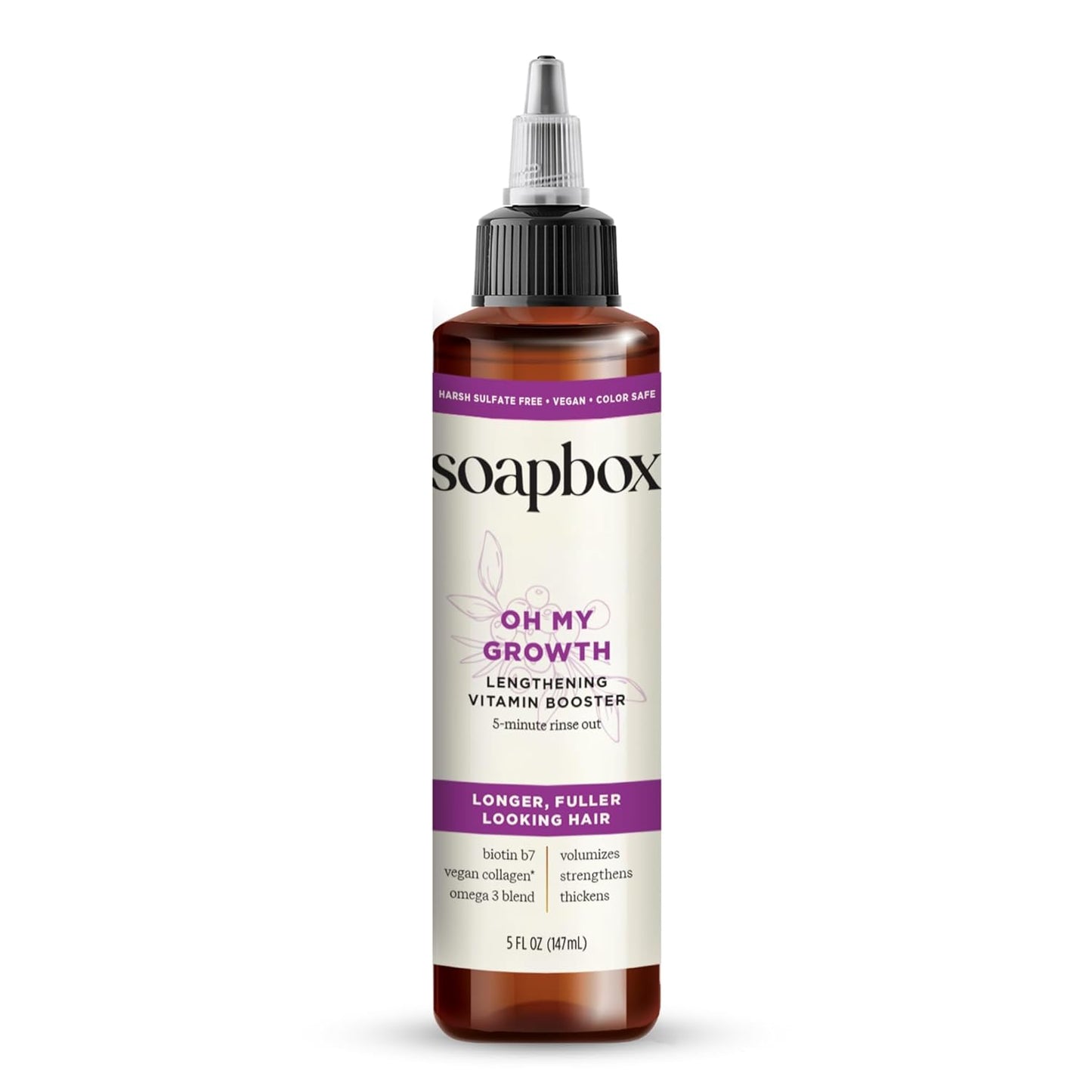 Soapbox Oh My Growth - Lengthening Vitamin Booster Treatment for Thicker, Fuller Hair | Biotin & Vegan Collagen (5 oz)
